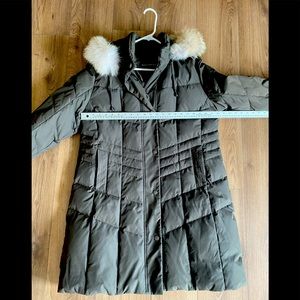 Olive coloured, Bianca Nygard Fur Trim Winter Coat